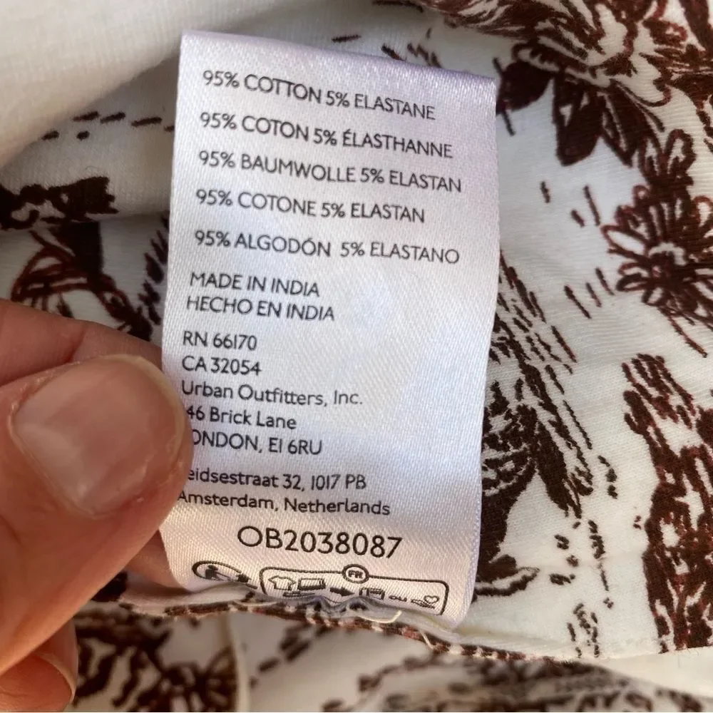 Free people Printed 2 Tone Tank in Oak Combo Brown and White size small
